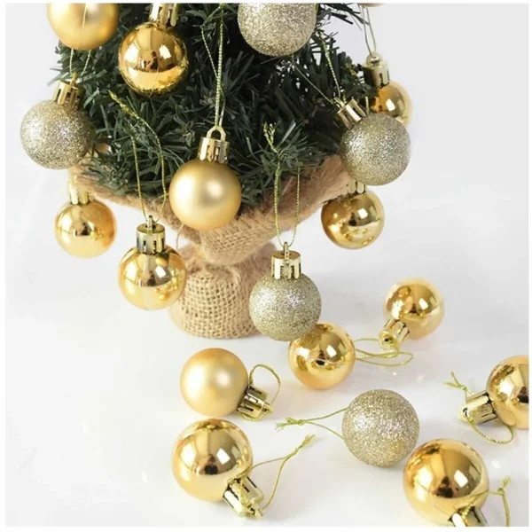 Sezy 12 Pieces Cici Top Gold Christmas Pine Tree Ornament Decor Decoration Set 3 Cm
